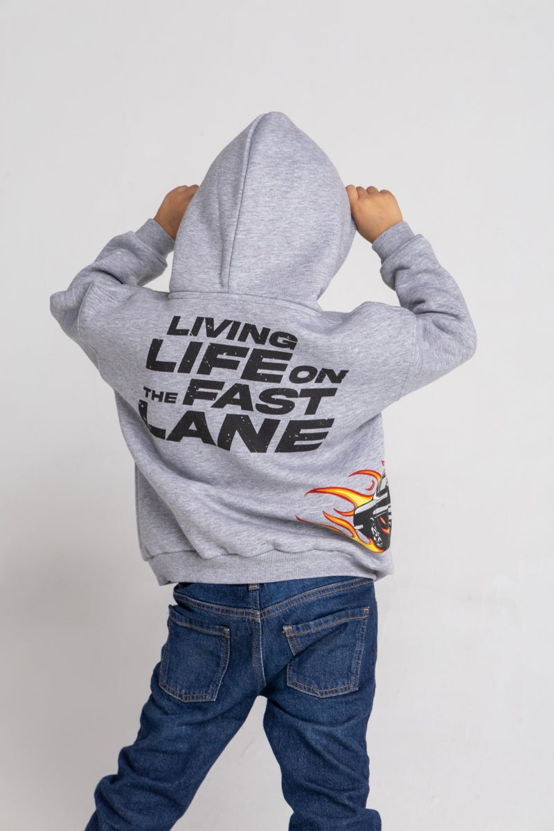 Boys Grey car hoodie