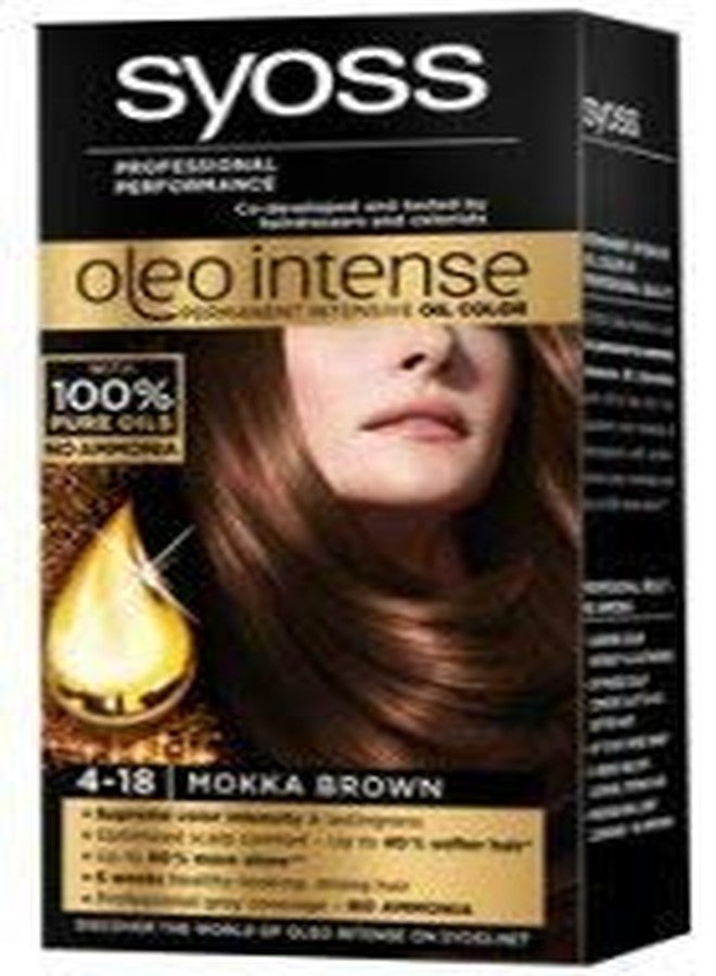 Syoss Oleo Intense Hair Color Dye 100% Pure Oils 0% Amonia 4-18 Mokka Brown