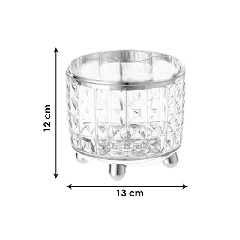 Kuber Industries Kuber Industries Multipurpose Storage Holder | Decorative Crystal Finish Stylish Look | Makeup Brush Holder | Desk Storage Container | YM.6698TS | Transparency Silver  - Image 3