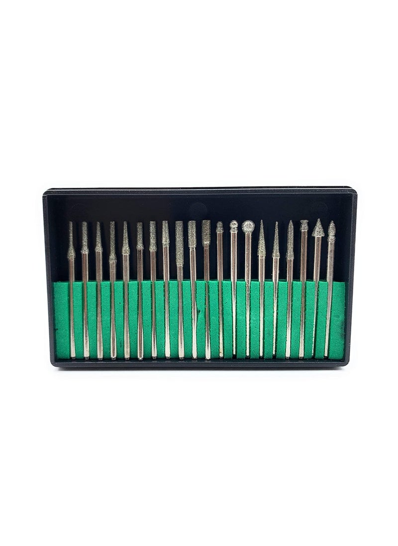 Hetkrishi Hetkrishi Diamond Coated Set of 20pc for Grinding Engraving Polishing Carving Shaping on Metals Wax Plastic Ceramic Clay for Dental Model Making Hobby Craft  - Image 1