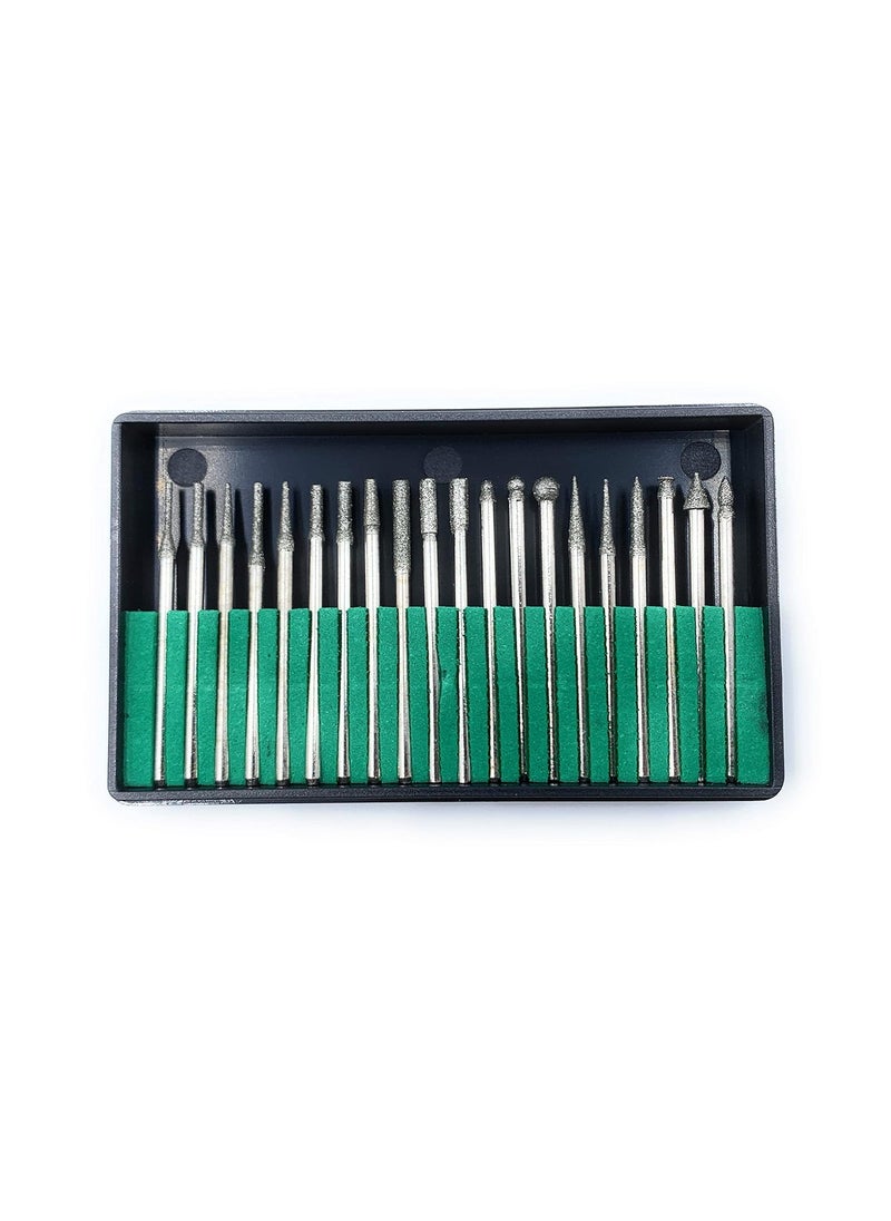 Hetkrishi Hetkrishi Diamond Coated Set of 20pc for Grinding Engraving Polishing Carving Shaping on Metals Wax Plastic Ceramic Clay for Dental Model Making Hobby Craft  - Image 2