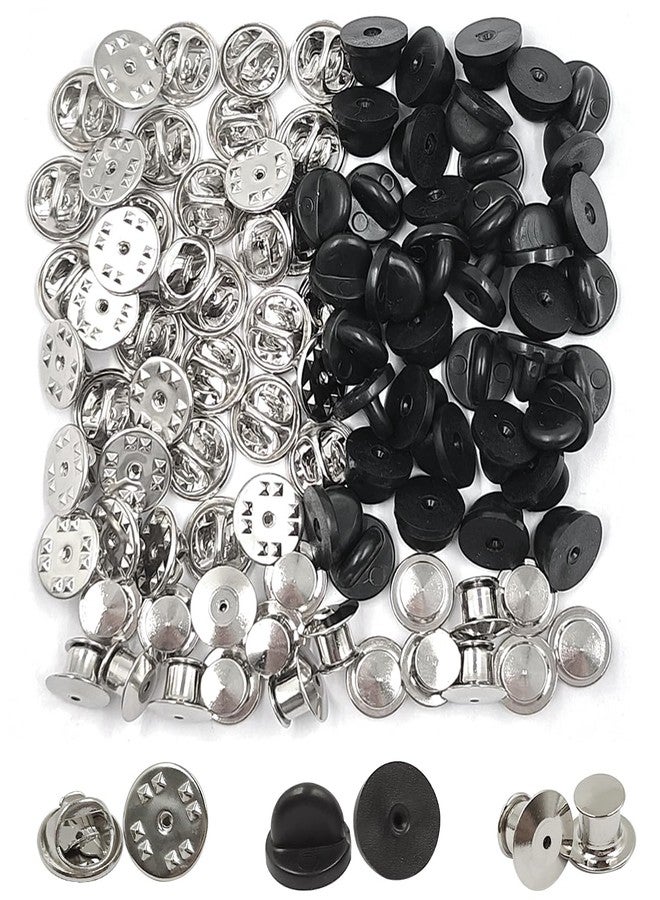 lyfLux 220 Pieces Pin Backs, lyfLux Rubber and Metal Locking pin Backs Suitable for Badge Insignia, Tie Tacks and Jewelry Replacement - Image 1