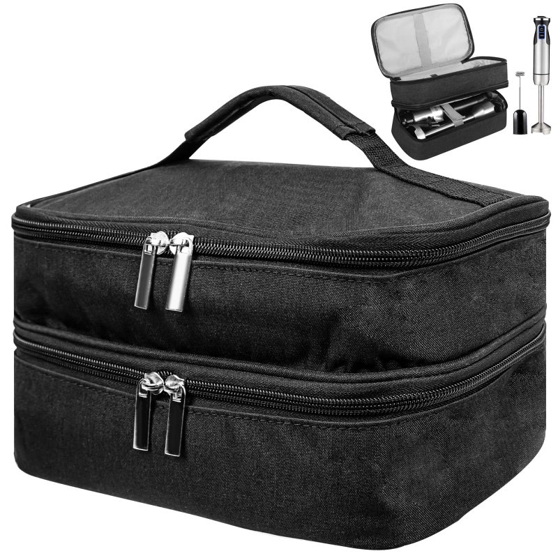 Linkidea Hand Blender Storage Bag 2 Layers Immersion Blender Handheld Organizer Portable Hand Storage Bag with Hand Strap Compatible with Basics 500 MQ505 KHBV53 Model Hand Blender Storage - Image 2