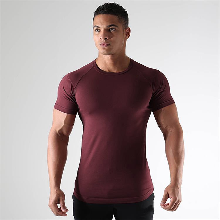 Trendy Mens Quick-Dry T-Shirt Summer Sportswear bordeaux light plate