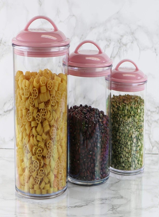 Reston Lloyd Food Storage Containers, BPA Free Airtight Canisters for Cereal, Pasta, Sugar, Coffee, Flour, Cookies, Loose Tea, for Kitchen Organization, Set of 3, Pink - Image 2