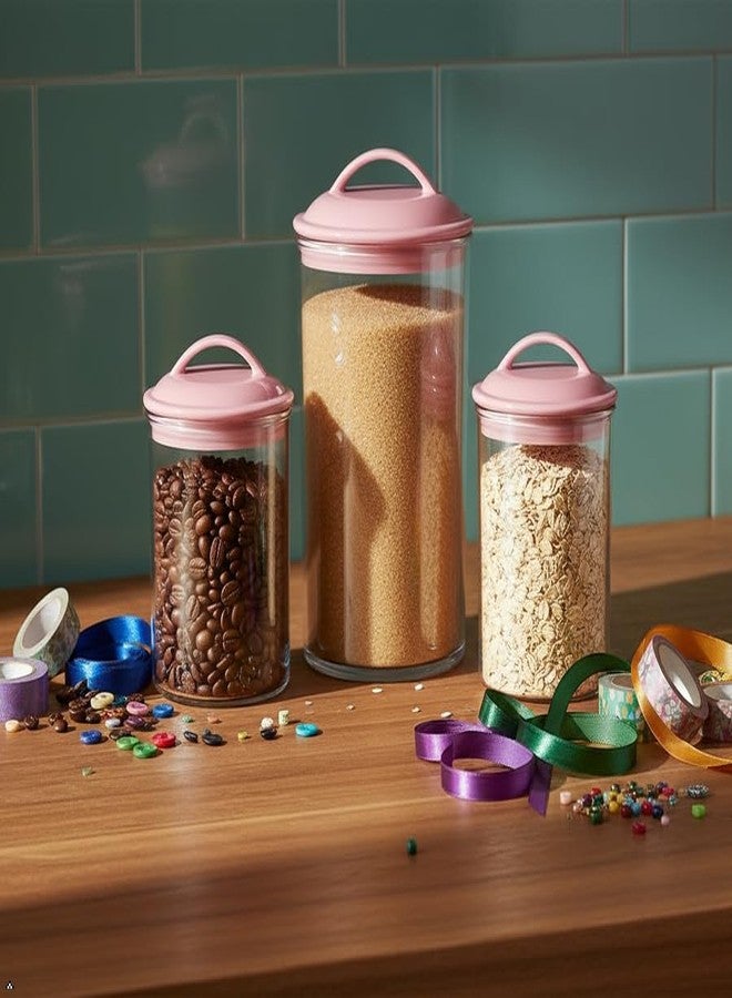 Reston Lloyd Food Storage Containers, BPA Free Airtight Canisters for Cereal, Pasta, Sugar, Coffee, Flour, Cookies, Loose Tea, for Kitchen Organization, Set of 3, Pink - Image 5