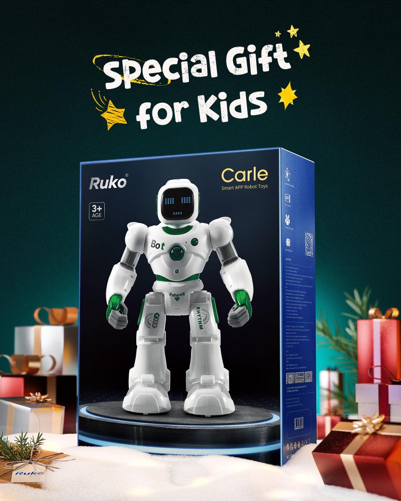 Ruko 1088 Large Robot Toys for Boys STEM Programmable Remote Control Robot Electronics Educational Birthday for Kids 4 5 6 7 8 Year Old Green - Image 3