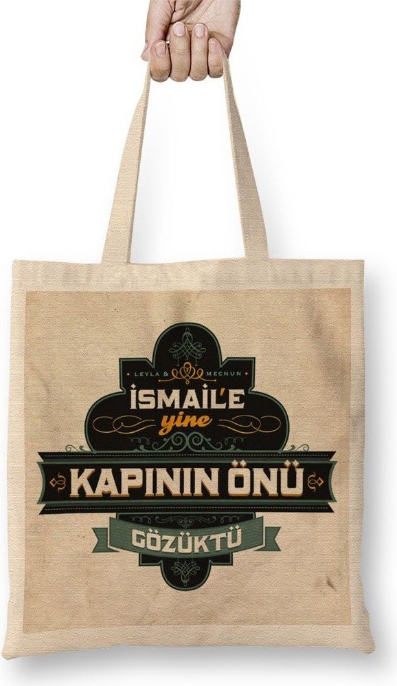 Baskı Dükkanı Print Shop Leyla and Majnun Ismail Again Shown the Door Cloth Bag with Long Handle 