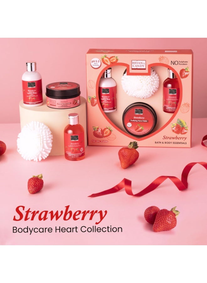 Bryan & Candy Bodycare Heart Collection Gift set for Women 100% Vegan,Bath Shower Gel 100ml,Hand & Body Lotion 100ml,Face Polish 100 g - Image 1