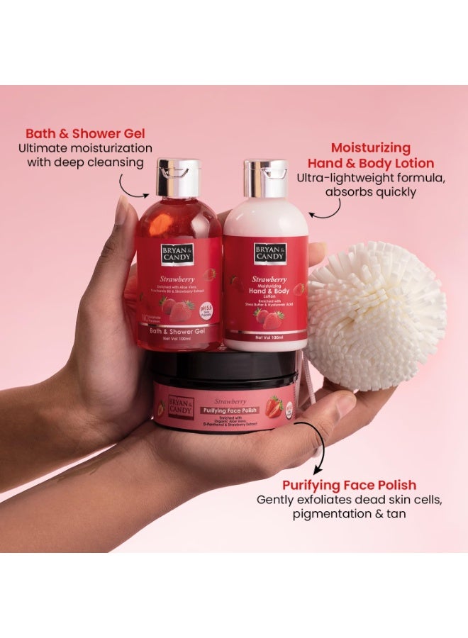Bryan & Candy Bodycare Heart Collection Gift set for Women 100% Vegan,Bath Shower Gel 100ml,Hand & Body Lotion 100ml,Face Polish 100 g - Image 2