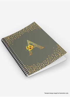 Stylizedd Designer A5 Spiral Notebook Memo Notepad Journal - Custom Monogram Initial Letter Mandala Floral Pattern Alphabet - V - Olive Green  - Image 5