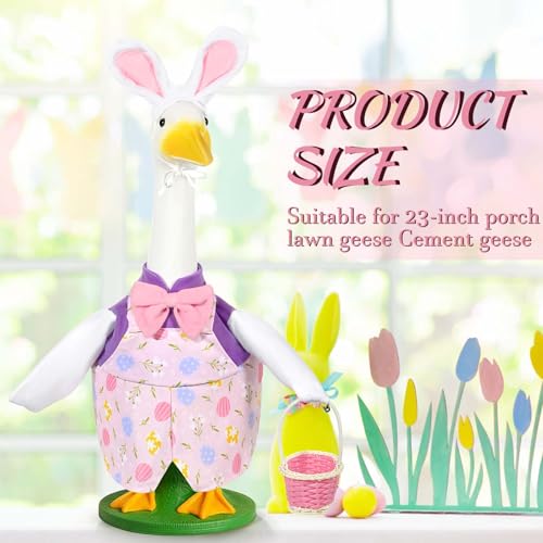 JcHrmers Easter Goose Outfit Easter Bunny Girl Porch Goose Outfit Lawn Porch Goose Clothes Fits 23 Cement Plastic Goose Statue for Easter Outdoor Garden Yard Patio Decoration - Image 3