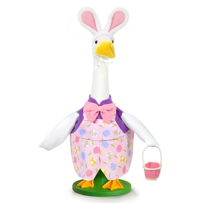 JcHrmers Easter Goose Outfit Easter Bunny Girl Porch Goose Outfit Lawn Porch Goose Clothes Fits 23 Cement Plastic Goose Statue for Easter Outdoor Garden Yard Patio Decoration - Image 2