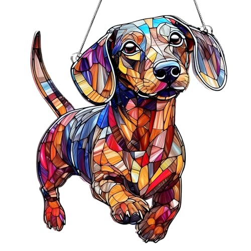 BOYESE Dachshund Gifts for Women Colorful Dogs Acrylic Suncatcher Ornament for Window Hanging Decor Dog Lovers Gifts for Women Dogs Christmas Ornaments for Tree Hanging Dachshund - Image 1
