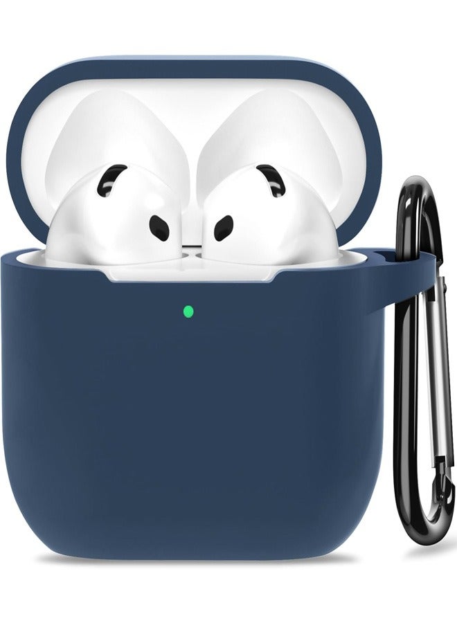 Silicon Case for AirPods 4, AirPods Cover Protective Case with Hook Headphones Silicon Case (LED Visible) (Supports Wireless Charging) for Apple AirPods 4 - Blue