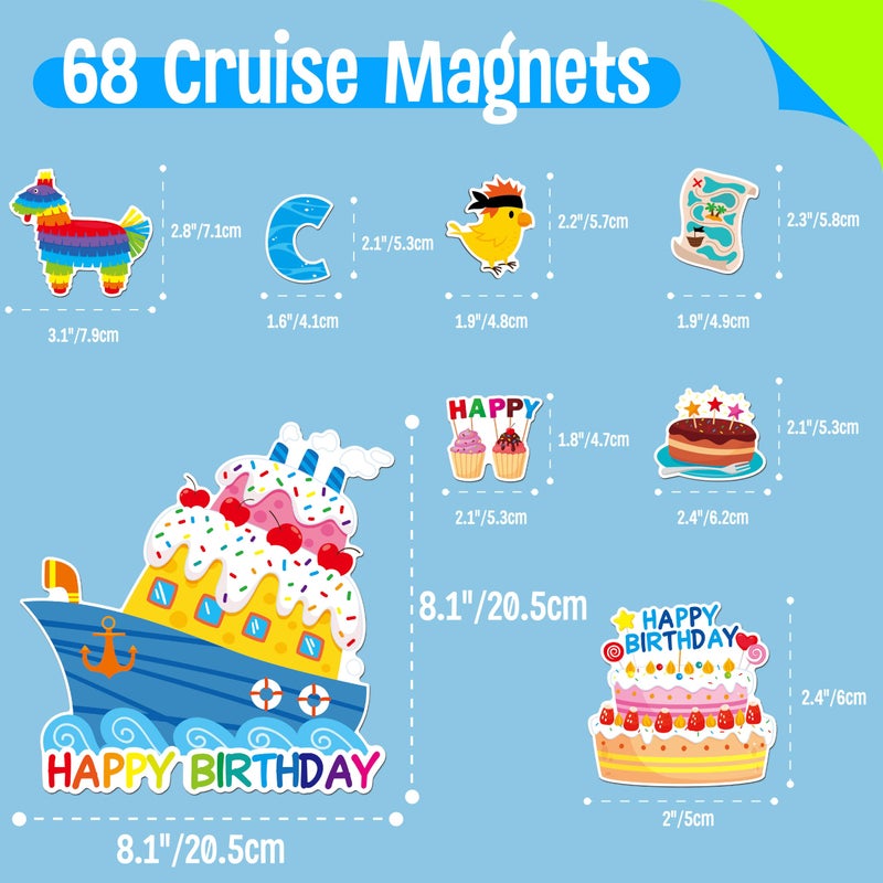 SpriteGru 68PCS Birthday Cruise Door Magnets, Large Funny Cruises Ship Decors Magnetic Door Decorations Waterproof Reusable Navigation Boat Anchor Car Magnets for Fridge, Carnival Cruise Party, Birthday Party - Image 2