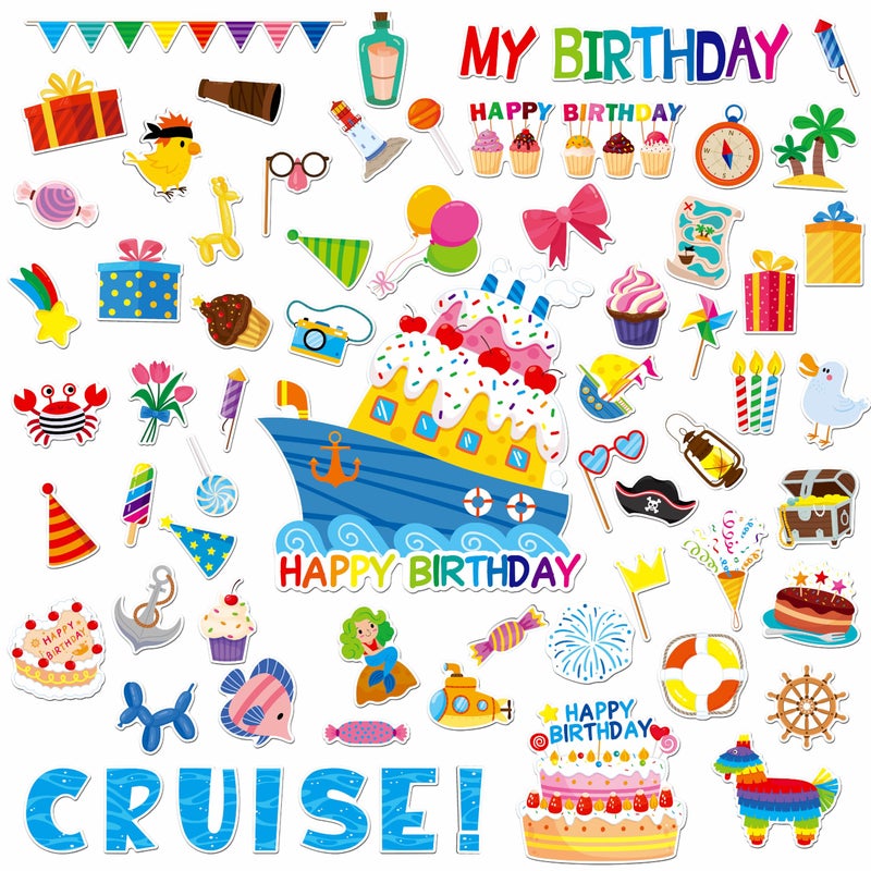 SpriteGru 68PCS Birthday Cruise Door Magnets, Large Funny Cruises Ship Decors Magnetic Door Decorations Waterproof Reusable Navigation Boat Anchor Car Magnets for Fridge, Carnival Cruise Party, Birthday Party - Image 1