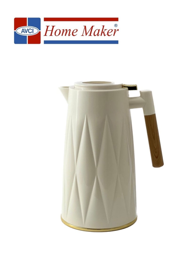 Home Maker Tea & Coffee Flask 1.3 Litre White / Gold  - Image 1