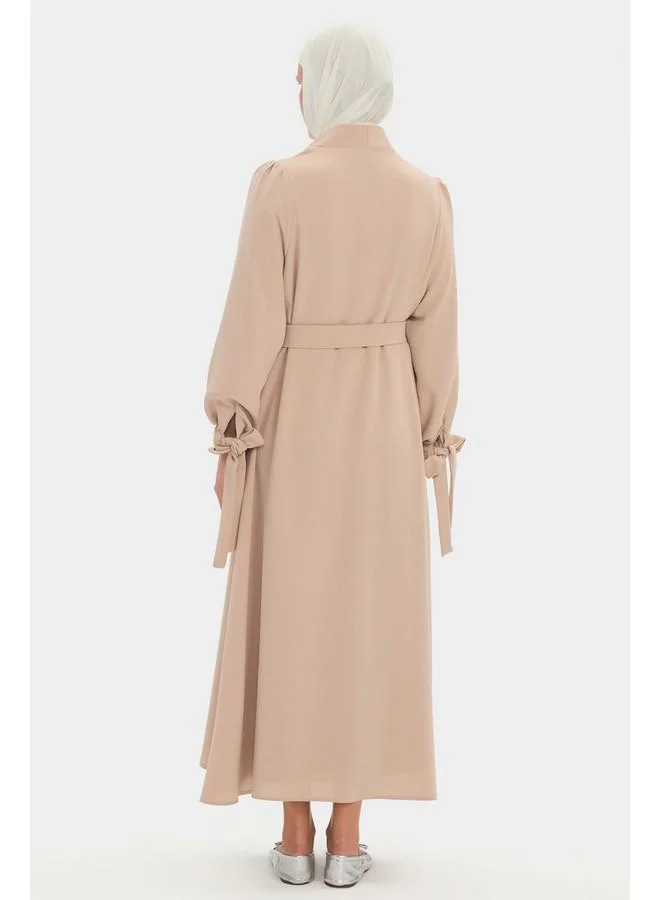 JUNE June Women Embroidered Detailed Abaya Stone