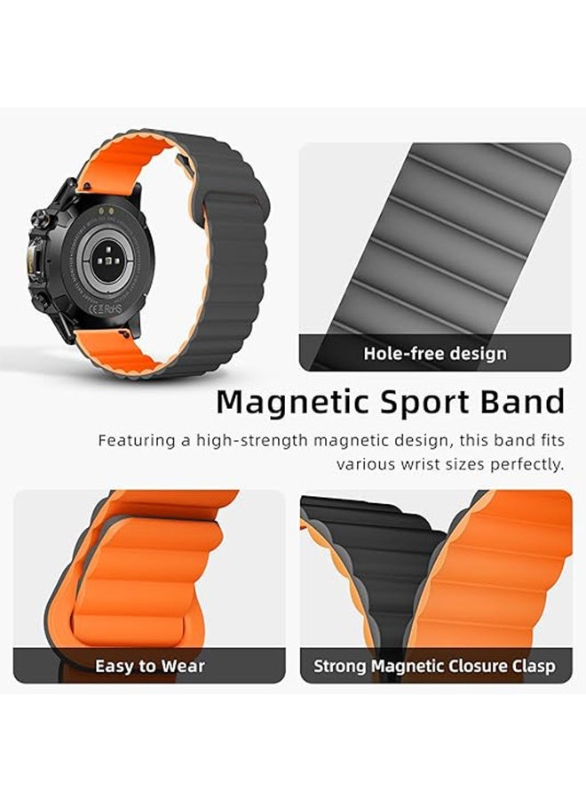 HY Magnetic Clasp Silicone Watch Band For Huawei GT3 /GT4 46mm and Samsung Galaxy Watch 6, Universal Fit for Smartwatches & Traditional Watches (22mm) - Image 2