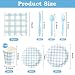 BHHQHH 168Pcs Gingham Party Supplies for 24 Guests Thick Paper Plates and Napkins Knives Spoons Forks Cups Disposable Party Set Cutlery for Dinner Baby Shower Wedding FavorBlue - Image 2