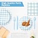 BHHQHH 168Pcs Gingham Party Supplies for 24 Guests Thick Paper Plates and Napkins Knives Spoons Forks Cups Disposable Party Set Cutlery for Dinner Baby Shower Wedding FavorBlue - Image 3