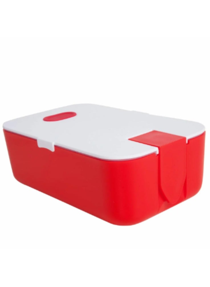 Nektar Red Lunch Box with Fork, Dual Compartment, Leak Proof, Meal Box, Food Grade Plastic Material - Image 1
