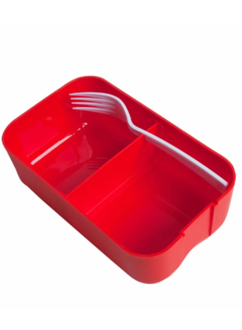 Nektar Red Lunch Box with Fork, Dual Compartment, Leak Proof, Meal Box, Food Grade Plastic Material - Image 4