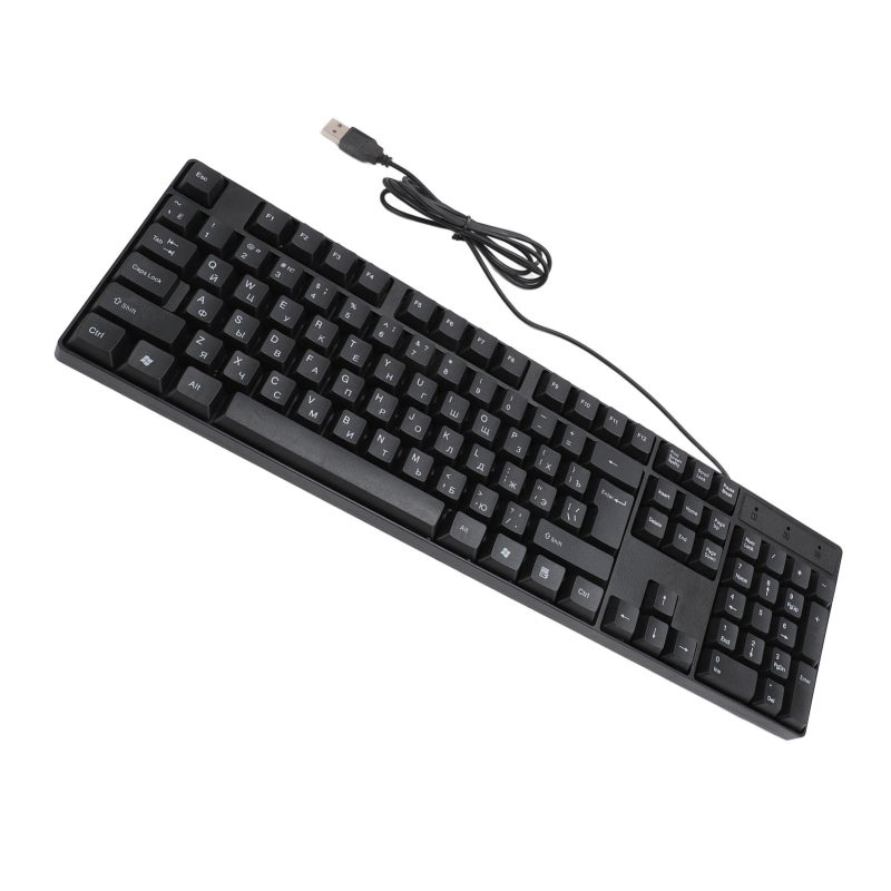 USB Wired Keyboard 104 Keys Ergonomic Tilted Design - Plug And Play Durable ABS Material Computer Keyboard for Home Office Gaming Desktop Laptop - Image 3