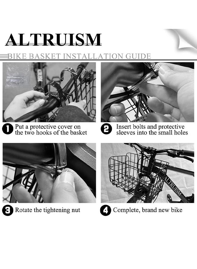 UNUNS Bike Baskets,Metal Bicycle Front/Rear Basket,Foldable Handlebar Bicycle Baskets For Adult Bikes,Detachable Hanging Storage Basket Fits Most Bikes,Beach Cruiser,Stationary Bike,Ebike,Road Bike,Black  - Image 4