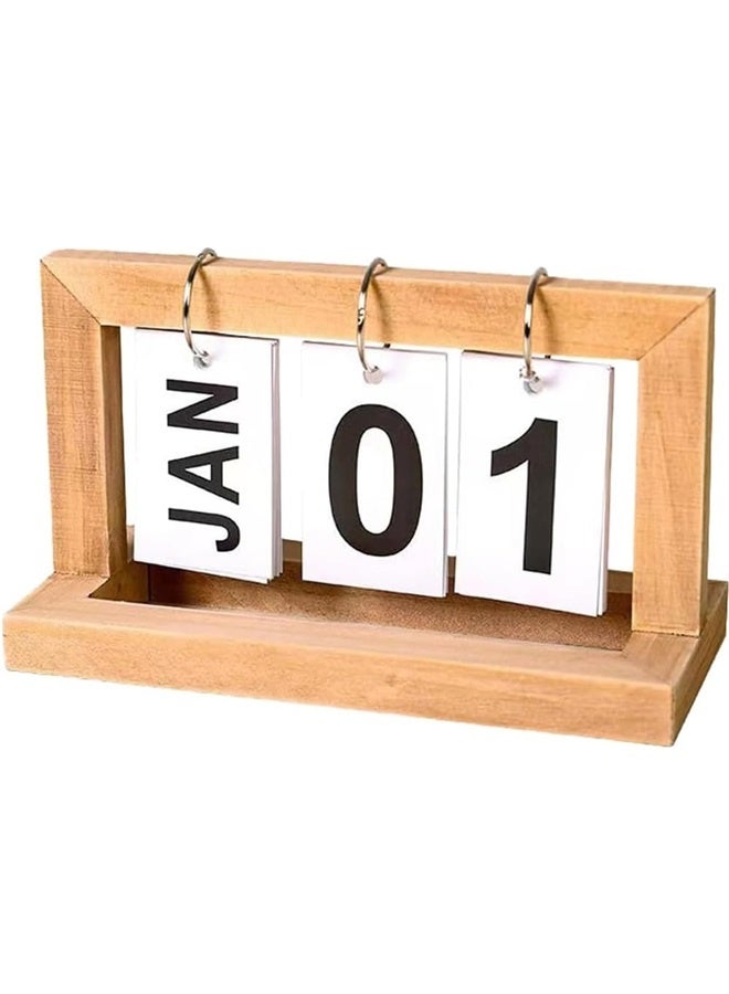 Generic Wooden Flip Perpetual Calendar Suitable for Daily Office,Home Decoration Vertical Kitchen Desktop Decoration （Wood Color）  - Image 1