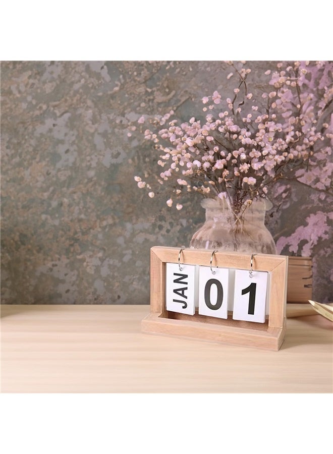 Generic Wooden Flip Perpetual Calendar Suitable for Daily Office,Home Decoration Vertical Kitchen Desktop Decoration （Wood Color）  - Image 4