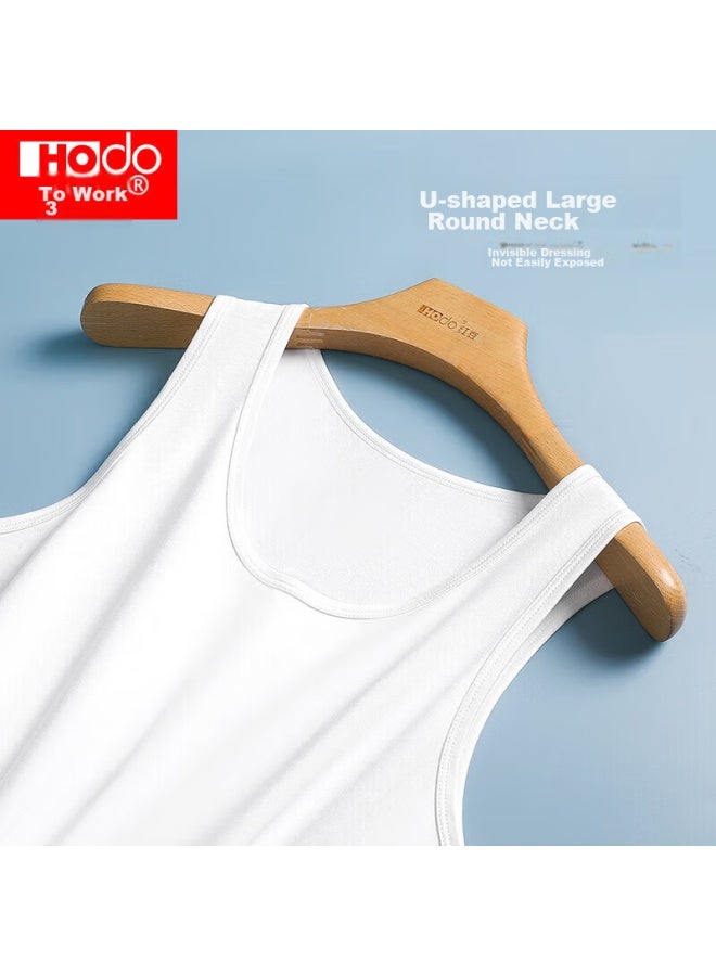 Hongdou Men's Solid Color Soft Cotton Sleeveless Undershirt, Cotton Spandex Round Neck Breathable Athletic Tank Top - Image 4