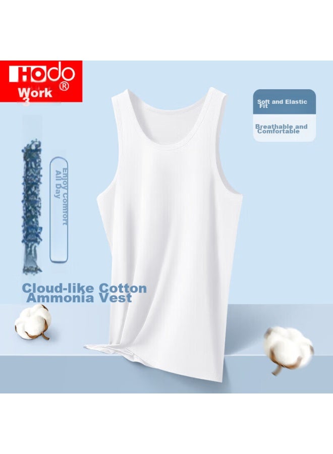 Hongdou Men's Solid Color Soft Cotton Sleeveless Undershirt, Cotton Spandex Round Neck Breathable Athletic Tank Top - Image 1