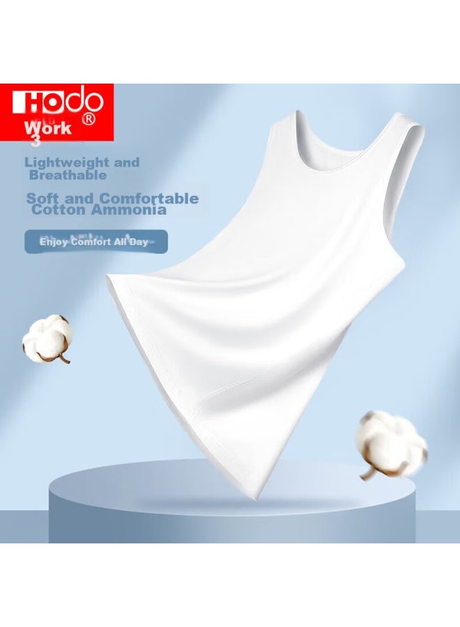 Hongdou Men's Solid Color Soft Cotton Sleeveless Undershirt, Cotton Spandex Round Neck Breathable Athletic Tank Top - Image 3