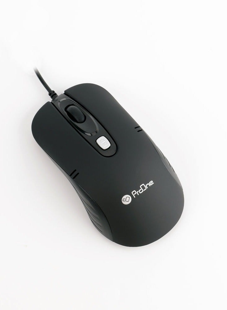 ProOne ProOne PMC50 USB Wired Mouse - Adjustable DPI 1000/1600, Optical Engine, 4D Function Key, Ergonomic Black and Silver Design, Durable and Lightweight, Ideal for Mac, PC, Laptop, and Gaming  - Image 1
