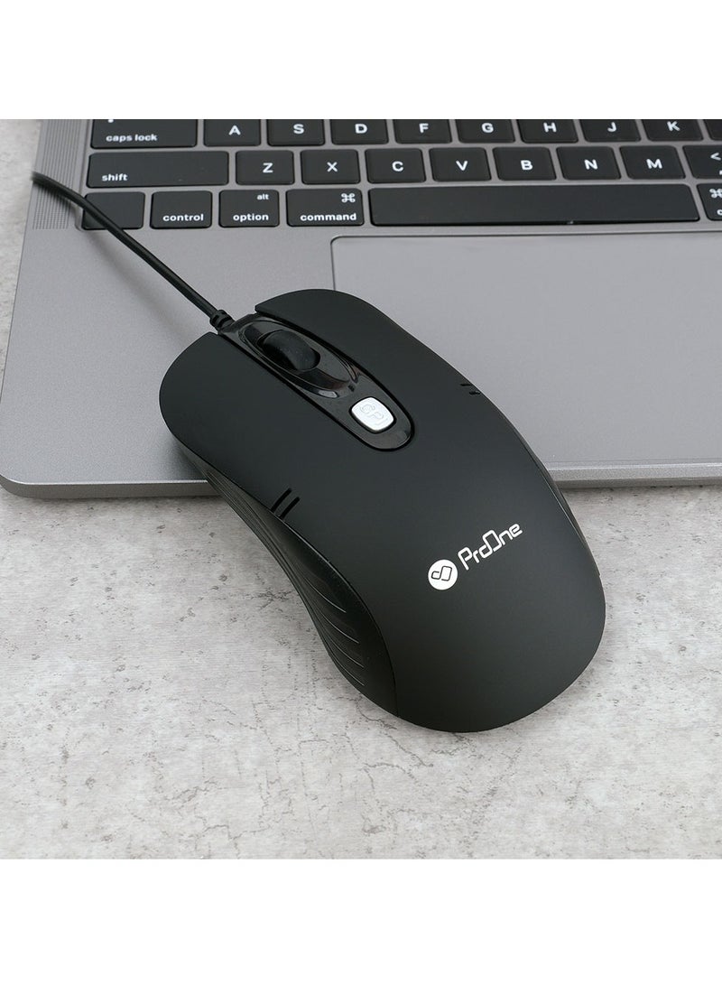 ProOne ProOne PMC50 USB Wired Mouse - Adjustable DPI 1000/1600, Optical Engine, 4D Function Key, Ergonomic Black and Silver Design, Durable and Lightweight, Ideal for Mac, PC, Laptop, and Gaming  - Image 4