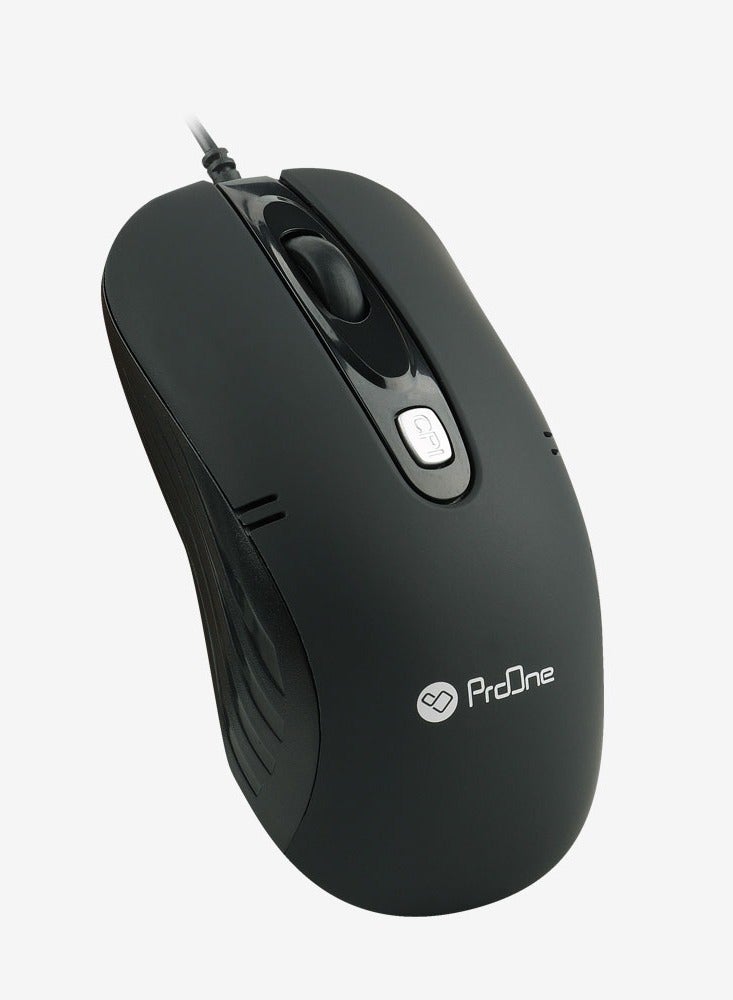 ProOne ProOne PMC50 USB Wired Mouse - Adjustable DPI 1000/1600, Optical Engine, 4D Function Key, Ergonomic Black and Silver Design, Durable and Lightweight, Ideal for Mac, PC, Laptop, and Gaming  - Image 2