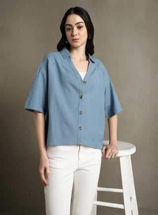 قميص نسائي قطن أزرق داكن بأزرار مقاس كبير - pzsku/Z203192B340A06B302D54Z/45/1746890747/94dac1c1-0aa2-4c53-baa6-b08b27d26c43