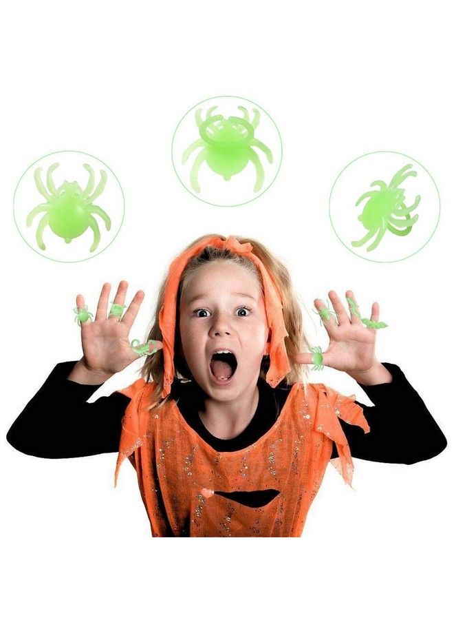 kockuu 56Pcs Spider Rings Glow In The Dark Plastic Bugs Insects Ring Toys For Kids Toddlers Halloween Party Favors Trick Or Treat Rings April Fool Day Prank Gifts - Image 4