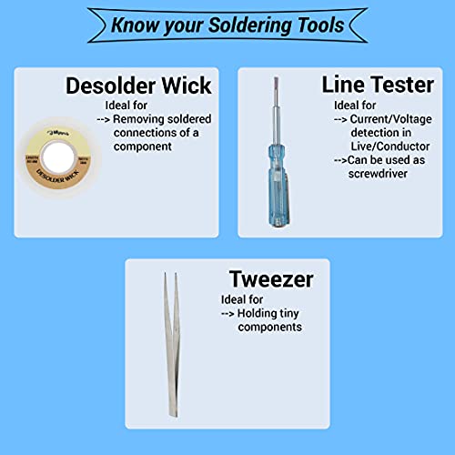 Hillgrove Electronic Repairing 8in1 Mobile Soldering Iron Equipment Tool Machine Combo Kit Set with Flux Paste and Wire 25 W Simple (Flat, Pointed Tip) - Image 3