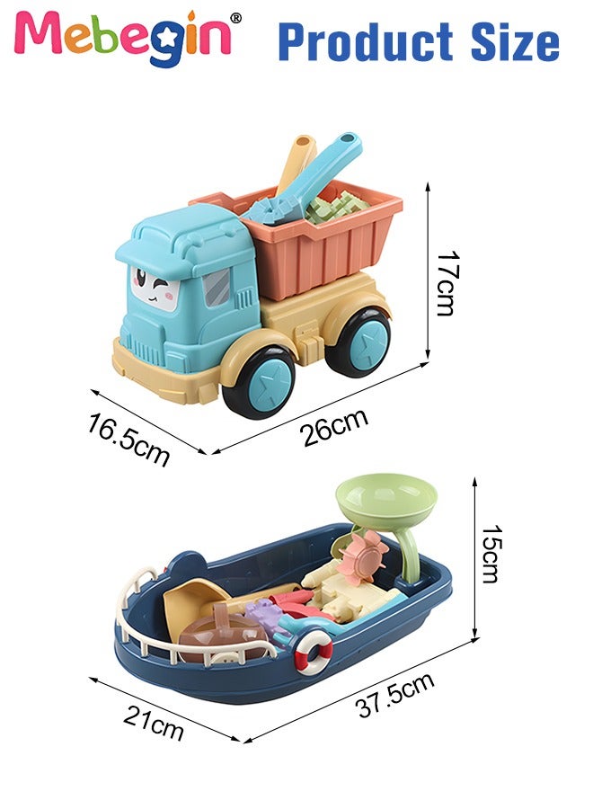 32 Pieces Beach Toys with Sand Bucket, Hourglass Dump Truck, Shovels and Other Accessaries, Sand Pails Set, Complete Beach Sand Toys with Bright and Attractive Appearance, Fun Beach Sand Toys, Summer Outdoor Beach Game, Perfect Summer Outdoor Gift