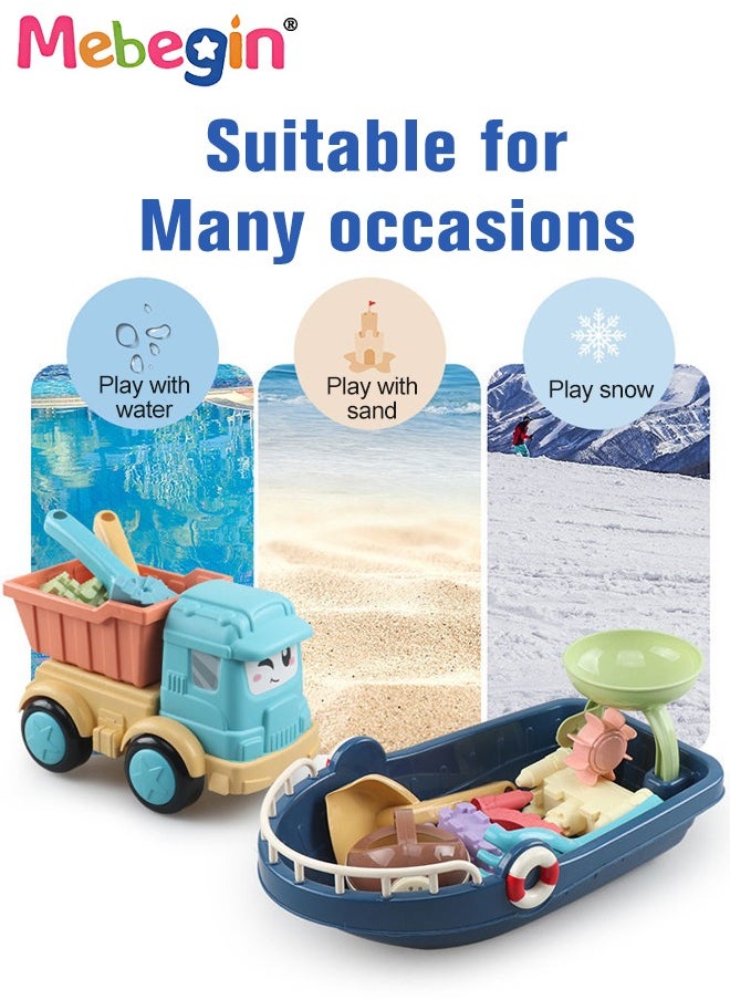 MEBEGIN 32 Pieces Beach Toys with Sand Bucket, Hourglass Dump Truck, Shovels and Other Accessaries, Sand Pails Set, Complete Beach Sand Toys with Bright and Attractive Appearance, Fun Beach Sand Toys, Summer Outdoor Beach Game, Perfect Summer Outdoor Gift  - Image 3