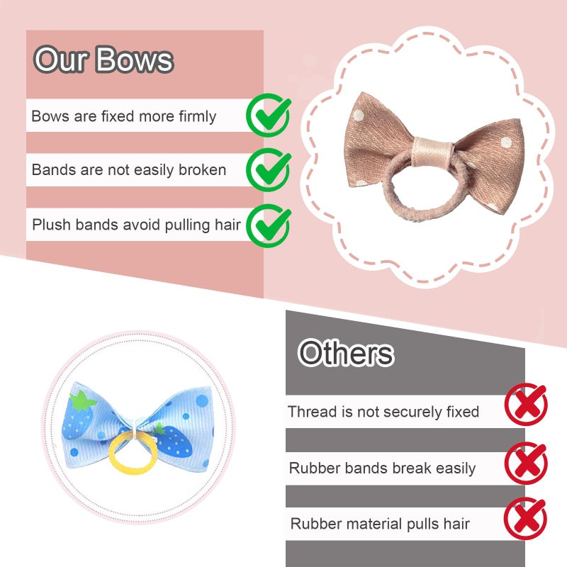 FGISAR 20 Pcs Small Dog Hair Bows with Rubber Bands Handmade Puppy Hair Bows Cute Grooming Flower Ball Bowknot Top Knot Dog Hair Accessories Hair Ties for Yorkie Maltese Pet (Pink) ï»¿ - Image 4