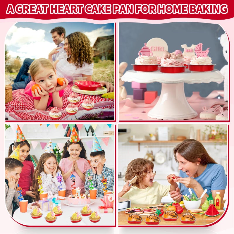 LifeisLuck 40 Set Heart Shaped Cake Pans 9 oz Disposable Aluminum Foil Mini Heart Cake Pan 5.4 Inch Cake Containers with Lids Dessert Baking Cups Pans Liners for Christmas Valentine's Weddings Mother's Day Party - Image 3