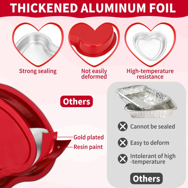LifeisLuck 40 Set Heart Shaped Cake Pans 9 oz Disposable Aluminum Foil Mini Heart Cake Pan 5.4 Inch Cake Containers with Lids Dessert Baking Cups Pans Liners for Christmas Valentine's Weddings Mother's Day Party - Image 4