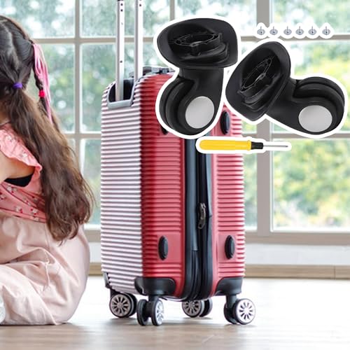 RDEXP Black 1.92inch Wheel Dia Left & Right Luggage Wheels with 6 Screws for Travel Case Replacement Set of 2 - Image 5