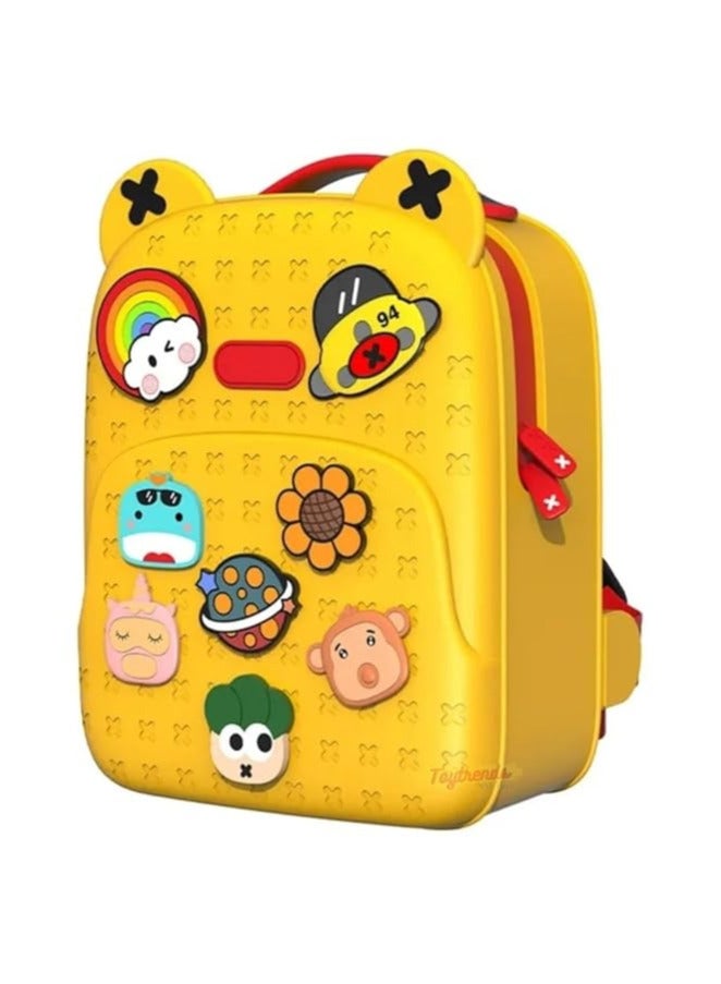 Cute Silicone Backpack for Kids, 100% Waterproof, Large Capacity, Stylish And Trendy Backpack,For 6 to 12Years Child Kindergarten Primary School Gift Yellow - Image 1