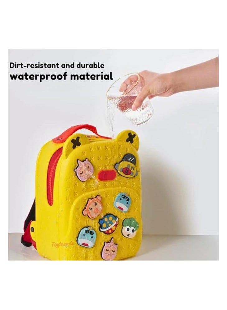 Cute Silicone Backpack for Kids, 100% Waterproof, Large Capacity, Stylish And Trendy Backpack,For 6 to 12Years Child Kindergarten Primary School Gift Yellow - Image 5