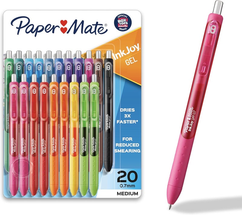 Papermate InkJoy Gel Pens, Medium Point (0.7mm), Assorted Colors, 20 Count - Back to School Supplies, Teacher Essentials, Journaling, Writing, Note-Taking - Image 1